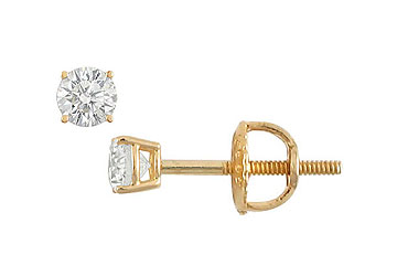 Fine Jewelry Vault ER14YG4RD010DSI101 14K Yellow Gold Round Diamond Stud Earrings 0.10 CT. TW.