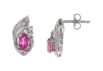 Fine Jewelry Vault AC978PT101 Pink Tourmaline and Diamond Earrings 14K white Gold 0.50 CT TGW