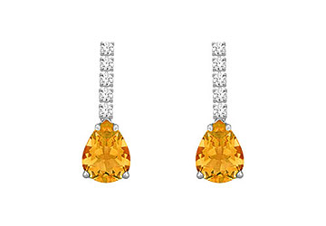 Fine Jewelry Vault ER711D86CTW101 Diamond and Citrine Earrings 14K White Gold 1.25 CT TGW
