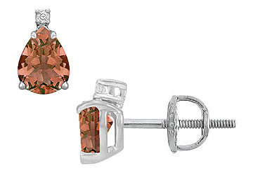Fine Jewelry Vault ERPR86STW101 Diamond and Smoky Topaz Stud Earrings 14K White Gold 2.04 CT TGW