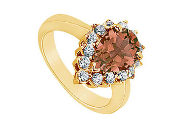 Fine Jewelry Vault K23775Y14DST101 Smoky Topaz and Diamond Ring 14K Yellow Gold 1.39 CT TGW Size: 7