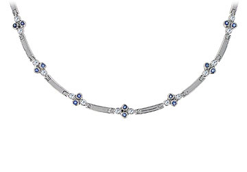 Fine Jewelry Vault NC7320DS101 Blue Sapphire and Diamond Necklace 14K White Gold 1.00 CT TGW