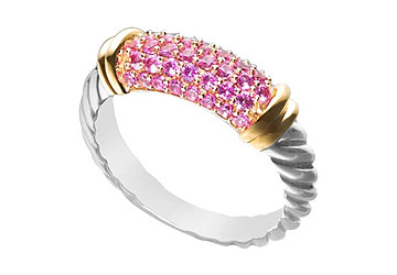 Fine Jewelry Vault RT10TT14PS101 Pink Sapphire Twisted Ring 14K Two Tone White and Yellow Gold 1.00 CT TGW Size: 7