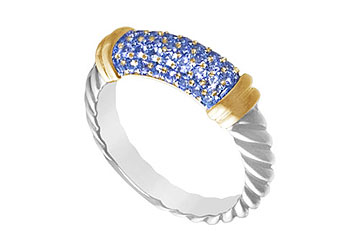 Fine Jewelry Vault RT10TT14S101 Sapphire Twisted Ring 14K Two Tone White and Yellow Gold 1.00 CT TGW Size: 7
