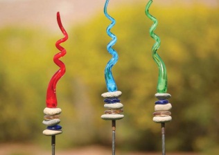 G.W. Schleidt GS1403 Glass Spiral and Stone Stakes