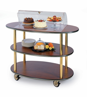 36303 Rounded Oval Style- 3-shelf Wood Laminate Serving Cart