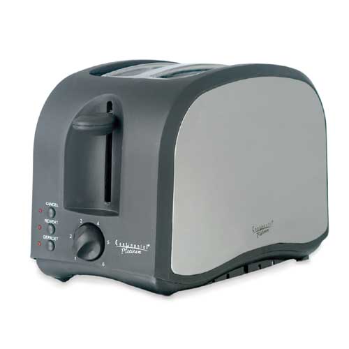 Continental CP43439 Platinum 2slice Stainless Steel and Black Toaster