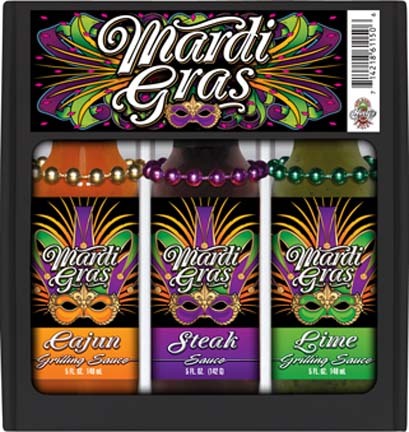 Hot Sauce Harrys MG1150 HSH Mardi Gras 5 Mini Grilling Gift Set with Beads  5oz