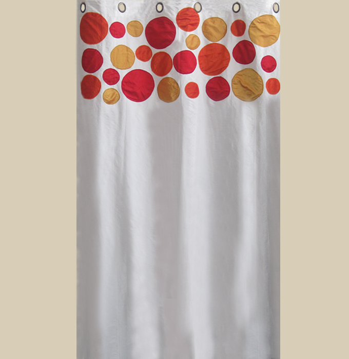 In Creation INC 4 Beautiful Silk Organza and Jacquard Panels Curtains - Beige and White
