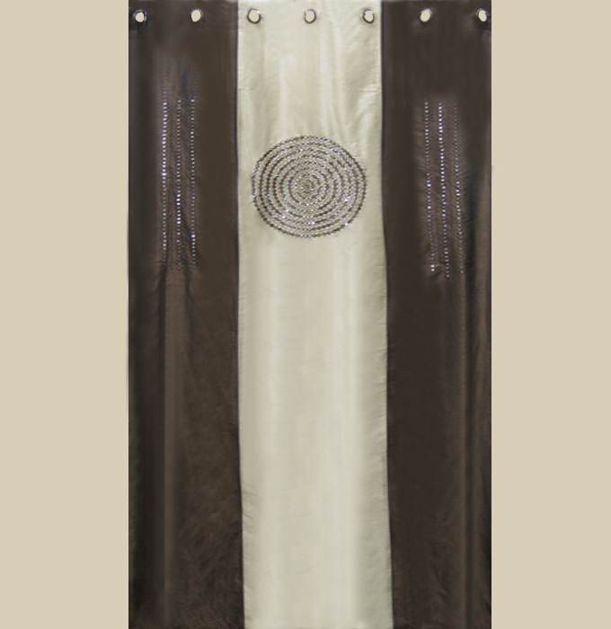 In Creation INC 7 Beautiful Silk Organza and Jacquard Panels Curtains - Chocolate Beige White and Sand