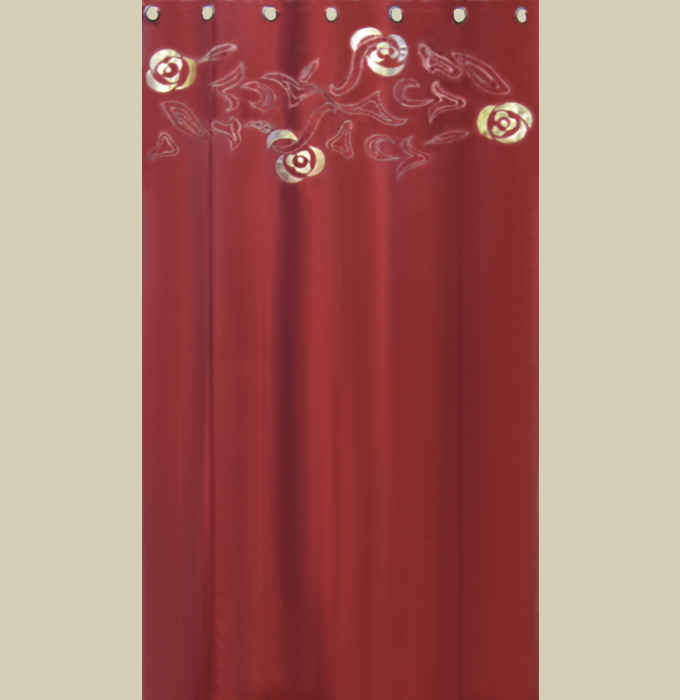 In Creation INC 8 Beautiful Silk Organza and Jacquard Panels Curtains - Burgundy and Turquoise