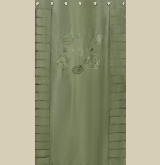 In Creation INC 11 Beautiful Silk Organza and Jacquard Panels Curtains - Green White and Sand