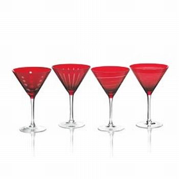 Mikasa 5072045 Cheers Ruby Martini Glasses Set of 4#44; 10 oz.