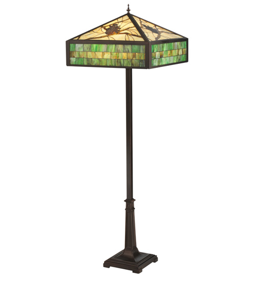 119175 64.5 In. H Green Pine Branch Mission Floor Lamp
