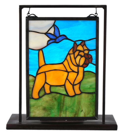 112060 6 In. W X 9 In. H Cairn Terrier-lighted Mini Tabletop Window