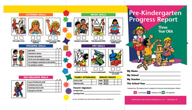 School Publishing Prc11 Pre-kindergarten Progress Report 3 Year Olds Set Of 10 Report Cards