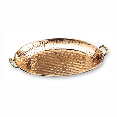 252 Oval Decor Copper Tray With Cast Brass Handle