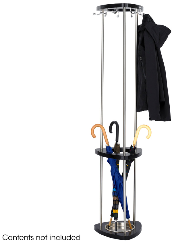 Safco 4214bl Mode Wood Costumer With Umbrella Rack In Black
