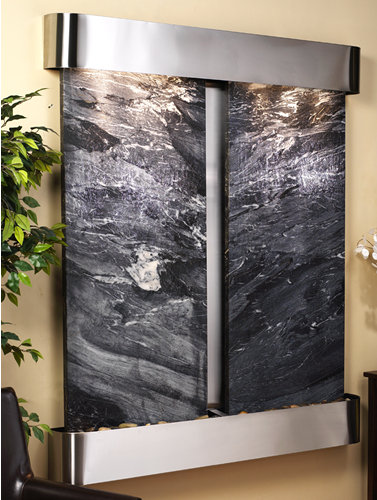 Cottonwood Falls - Black Spider Marble Wall Fountain