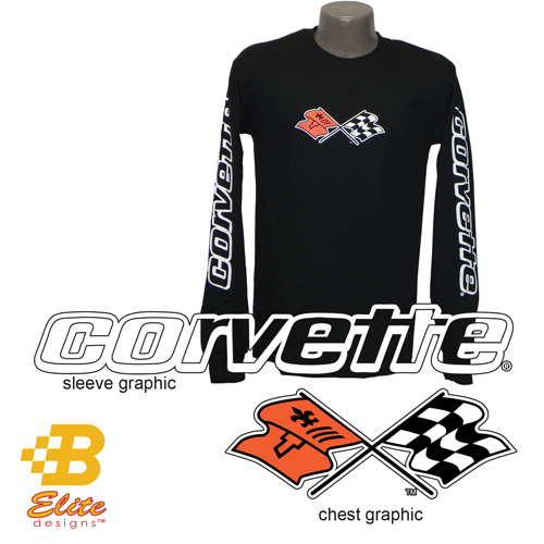 B Elite Designs BDC3ST846 BLKL C3 Corvette Black Long Sleeved Shirt With 