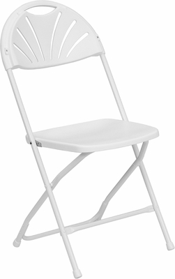 Le-l-4-white-gg Hercules 800 Lb. Capacity White Plastic Fan Back Folding Chair