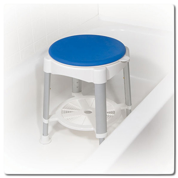 Drive Medical RTL12061 Bath Stool with Padded Rotatin Seat Plastic White and Blue