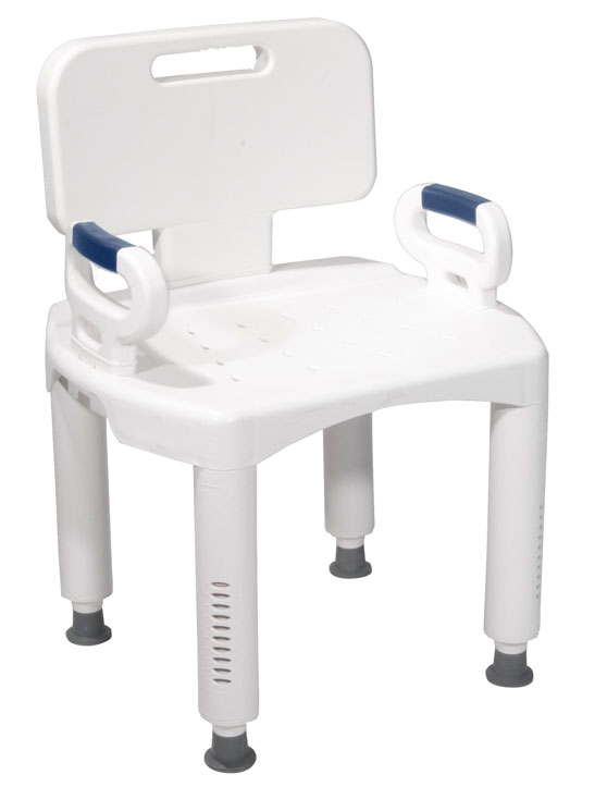 Drive Medical Rtl12505 Premium Series Bath Bench With Back And Arms Plastic - White