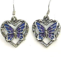 Siskiyou Gifts ER242 Dangle Earrings- Butterfly Heart