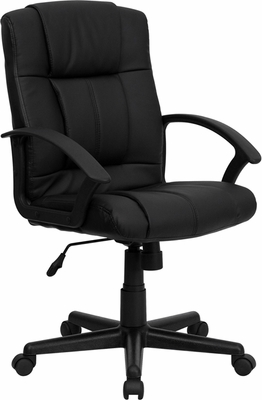Flash Furniture GO1003BKLEAGG EcoFriendly Black Leather MidBack Office Chair