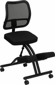 Wl-3520-gg Black Ergonomic Kneeling Office Chair With Black Mesh Back