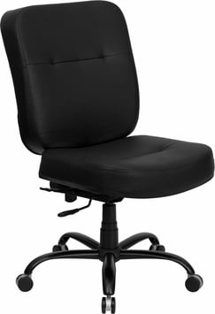 Wl-735syg-bk-lea-gg Hercules 500 Lb. Capacity Big And Tall Black Leather Office Chair With Extra Wide Seat