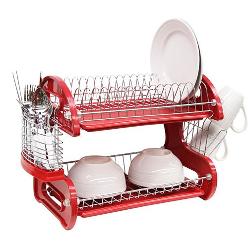 Corp Dd10248 Dish Drainer 2tier Plastic Red -red