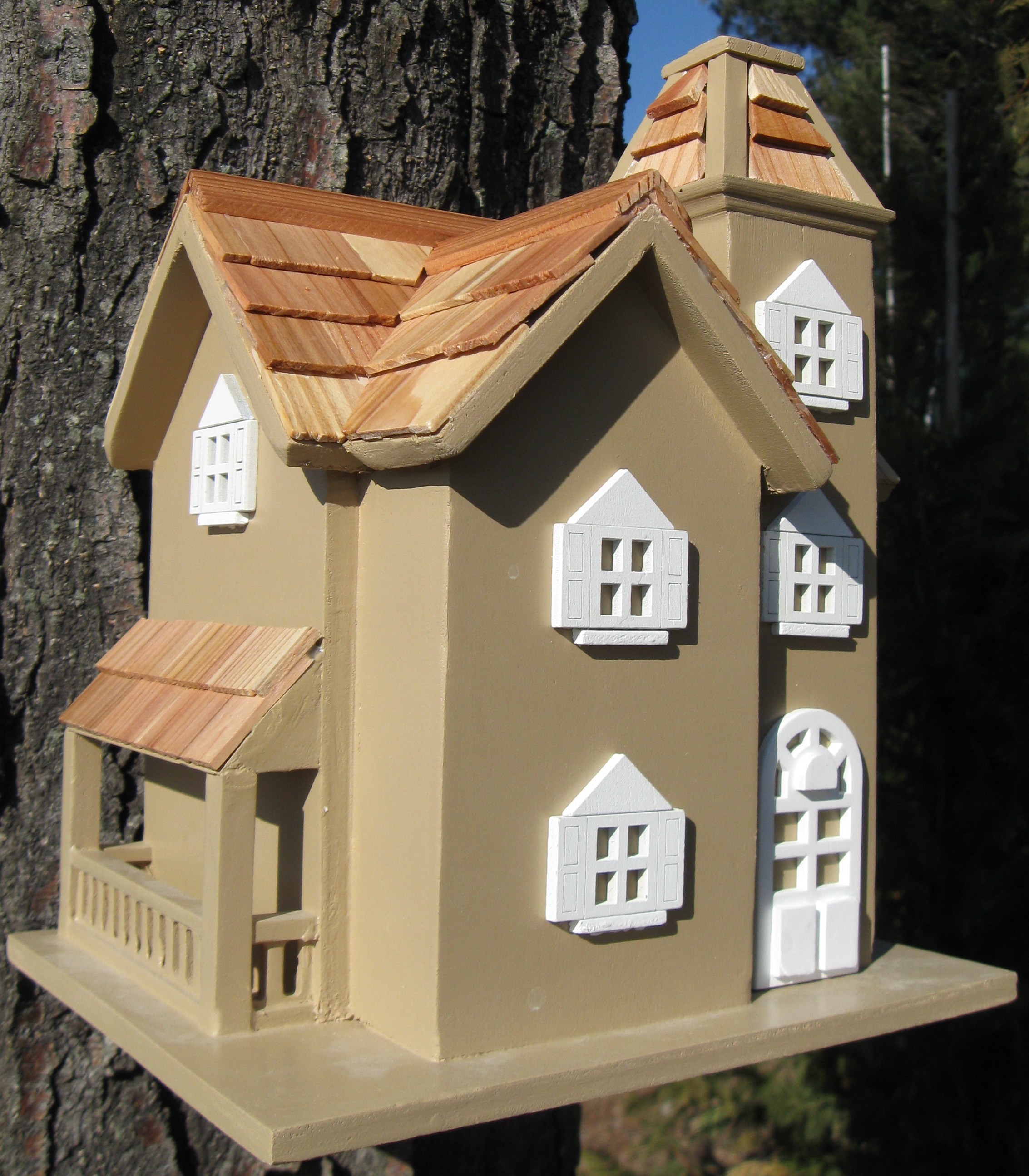 Home Bazaar HB7043BRS Little Manor Birdhouse Taupe