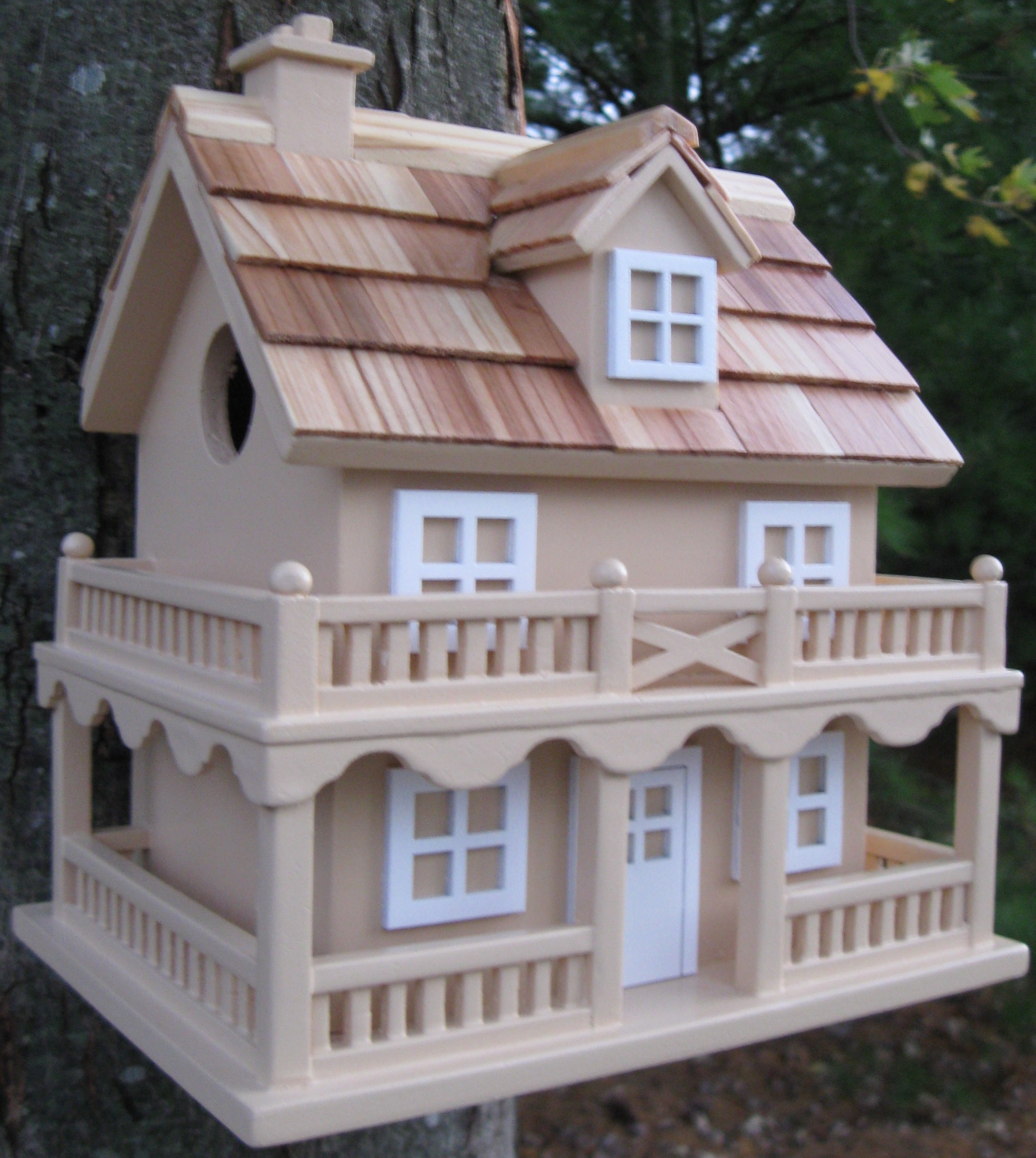 Home Bazaar HB7102BRS Colonial Cottage Birdhouse Taupe