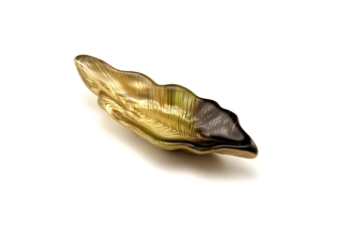 Arda Glassware 67670330 Willow Leaf Handmade 2x6 In. Leaf Dish Set of 4 Metallic Golden Green Brown by Arda Glassware