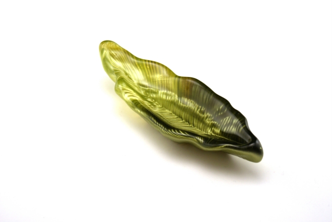 Arda Glassware 67670230 Willow Leaf Handmade 2x6 In. Leaf Dish Set of 4 Metallic L. Green D. Green by Arda Glassware