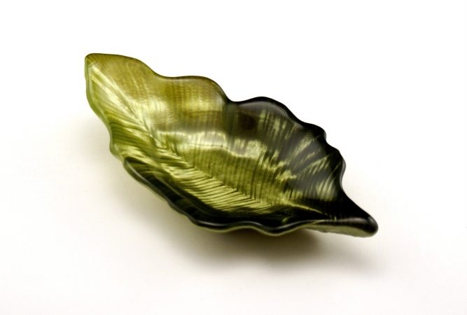 Arda Glassware 67650230 Willow Leaf Handmade 344;5x6 In. Leaf Dish Set of 4 Metallic L. Green D. Green by Arda Glassware