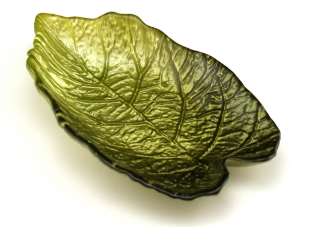 Arda Glassware 67460230 Mulberry Leaf Handmade 4x7 In. Leaf Dish Set of 4 Metallic L. Green D. Green by Arda Glassware
