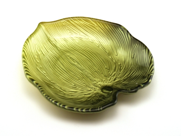 Arda Glassware 67440230 Palm Leaf Handmade 544;5x544;5 In. Leaf Dish Set of 4 Metallic L. Green D. Green by Arda Glassware