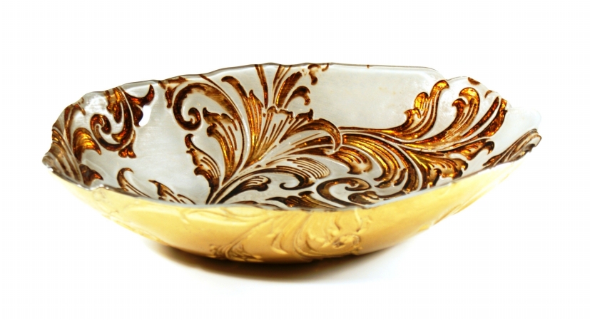 Arda Glassware 66900100 Vanessa Handmade 1244;5x844;5 In. Oval Bowl Antique Beige Brown by Arda Glassware