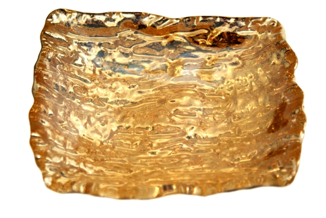 Arda Glassware 61310220 Romos Handmade 5.5x5 In. Square Dish Set of 4 Silver Amber by Arda Glassware