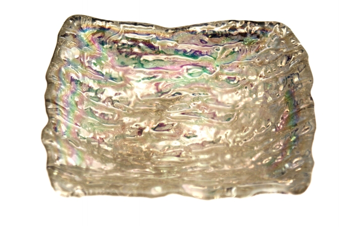 Arda Glassware 61310420 Romos Handmade 5.5x5 In. Square Dish Set of 4 Silver Pearl by Arda Glassware