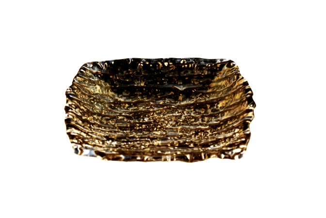 Arda Glassware 61310320 Romos Handmade 5.5x5 In. Square Dish Set of 4 Silver Smoke by Arda Glassware