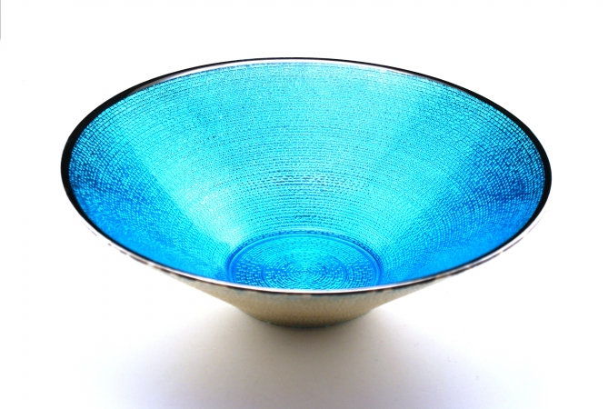 Arda Glassware 88930210 Athena Handmade 8 In. Bowl Set of 2 Aqua Silver Plated by Arda Glassware