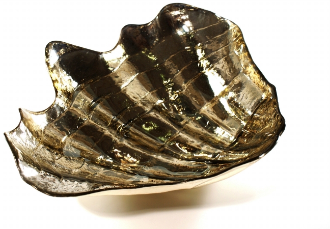 Arda Glassware 51460200 Clam Handmade 12x15 In. Bowl Silver Smoke by Arda Glassware