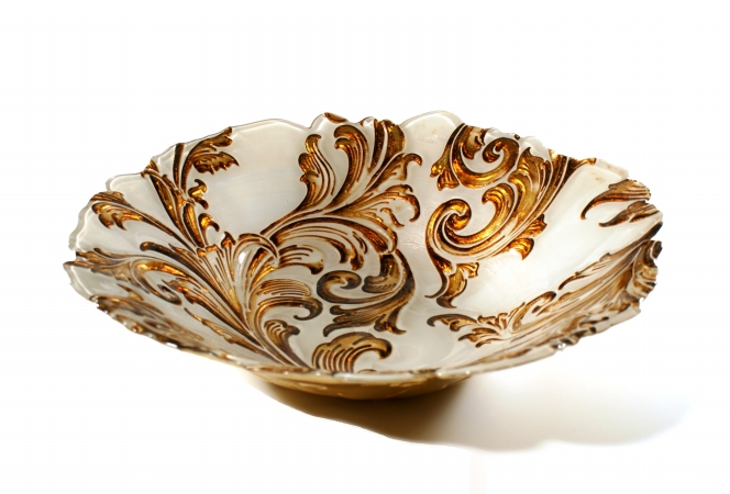 Arda Glassware 66890100 Vanessa Handmade 1544;5 In. Shallow Bowl Antique Beige Brown by Arda Glassware