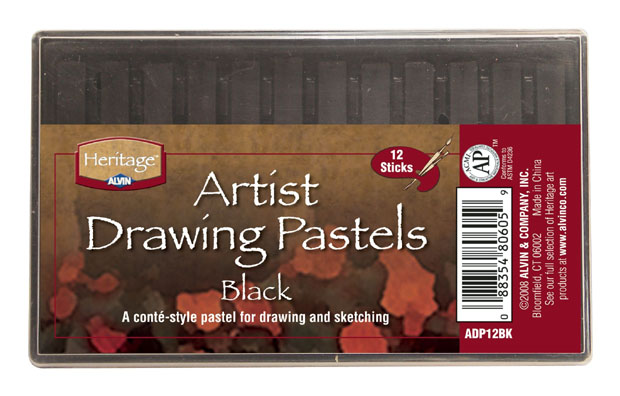 Alvin ADP12BK Black Heritage Artist Drawing Pastel  Set of 12