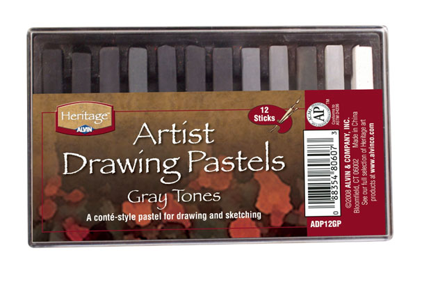 Alvin ADP12GP Graytone Heritage Artist Drawing Pastel  Set of 12