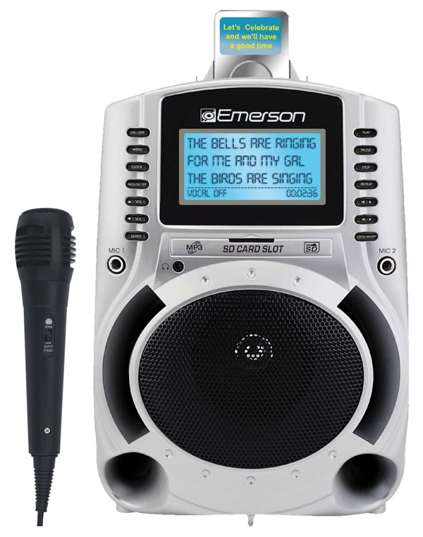 Emerson SD511SC Portable Karaoke MP3 Lyric Player with 3 in. Lyric Screen#44; SD Slot and 50 Songs