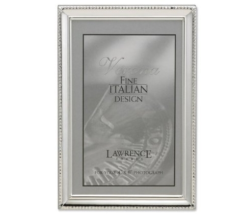 11646 Polished Silver Plate 4x6 Picture Frame - Bead Border Design